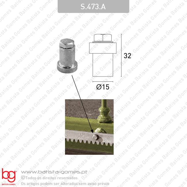 Suporte separador com parafuso para cremalheira dentada